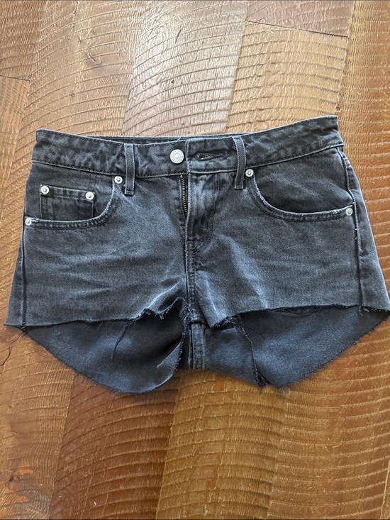 Signature by Levi Strauss Pants - Signature by Levi Strauss Washed Black Raw Hem Denim Shorts